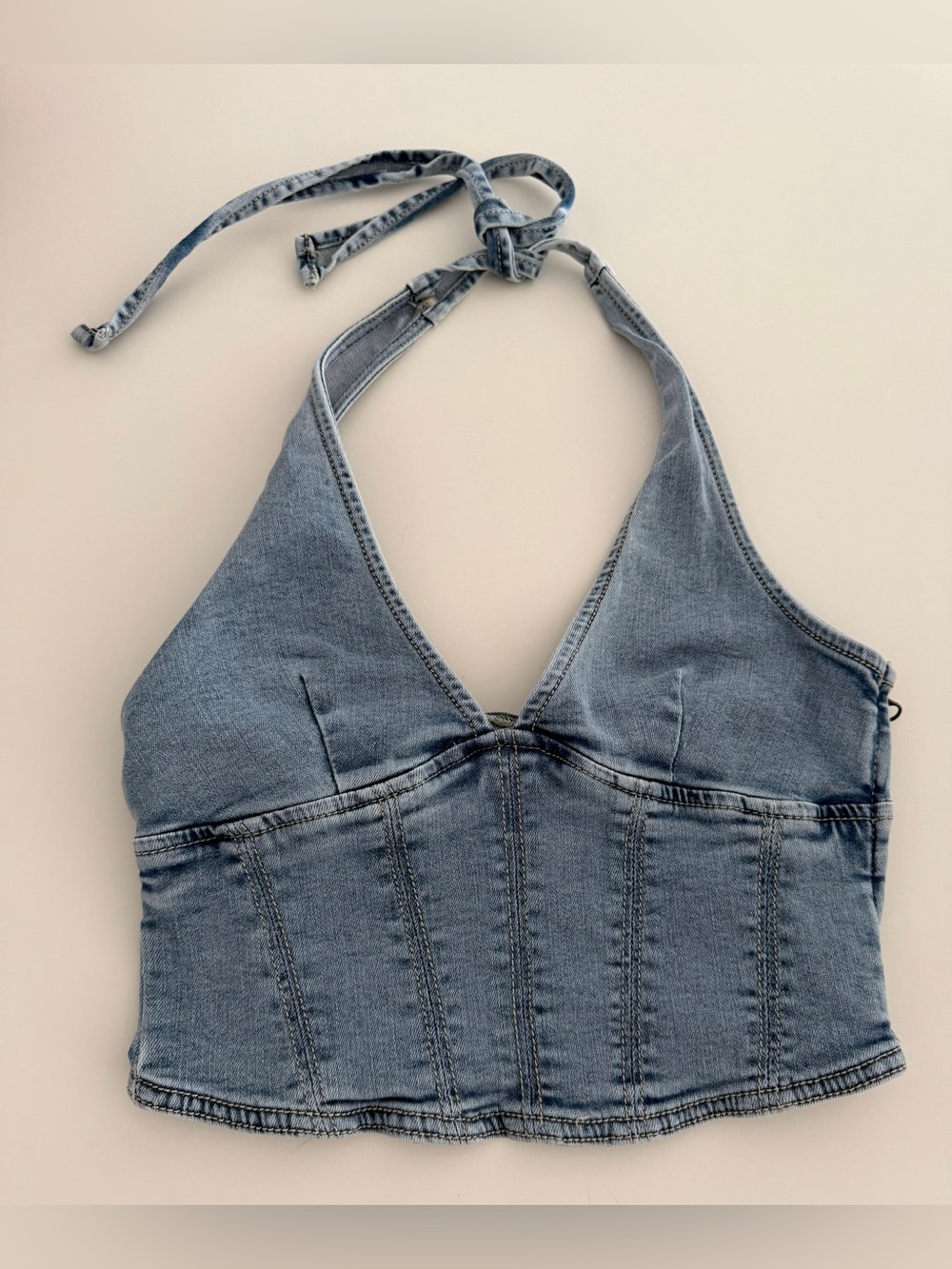 Garage Light Denim Halter Top